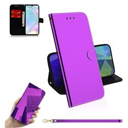 Shining Mirror Like Surface Leather Wallet Case for Huawei P30 - Purple