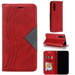 Retro S Streak Magnetic Leather Wallet Phone Case for Huawei P30 - Red