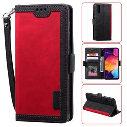 Luxury Retro Stitching Leather Wallet Phone Case for Huawei P30 - Deep Red