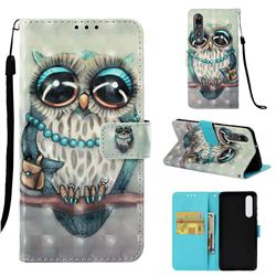 Sweet Gray Owl 3D Painted Leather Wallet Case for Huawei P30