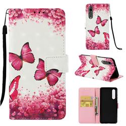 Rose Butterfly 3D Painted Leather Wallet Case for Huawei P30