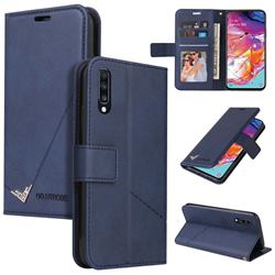 GQ.UTROBE Right Angle Silver Pendant Leather Wallet Phone Case for Huawei P30 - Blue