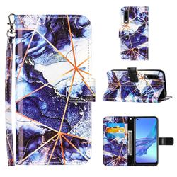 Starry Blue Stitching Color Marble Leather Wallet Case for Huawei P30