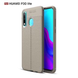 Luxury Auto Focus Litchi Texture Silicone TPU Back Cover for Huawei P30 Lite - Gray