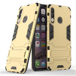 Armor Premium Tactical Grip Kickstand Shockproof Dual Layer Rugged Hard Cover for Huawei P30 Lite - Golden