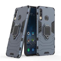 Black Panther Armor Metal Ring Grip Shockproof Dual Layer Rugged Hard Cover for Huawei P30 Lite - Blue