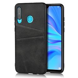 Simple Calf Card Slots Mobile Phone Back Cover for Huawei P30 Lite - Black