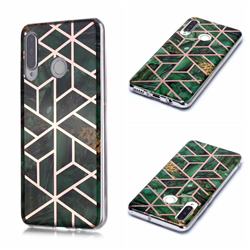 Green Rhombus Galvanized Rose Gold Marble Phone Back Cover for Huawei P30 Lite