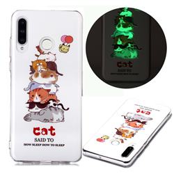 Cute Cat Noctilucent Soft TPU Back Cover for Huawei P30 Lite