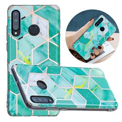 Green Glitter Painted Marble Electroplating Protective Case for Huawei P30 Lite