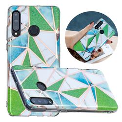Green Triangle Painted Marble Electroplating Protective Case for Huawei P30 Lite