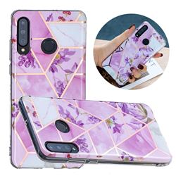 Purple Flower Painted Marble Electroplating Protective Case for Huawei P30 Lite