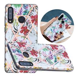 Tropical Rainforest Flower Painted Marble Electroplating Protective Case for Huawei P30 Lite