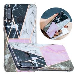 Pink and Black Painted Marble Electroplating Protective Case for Huawei P30 Lite