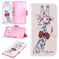 Glasses Giraffe Leather Wallet Case for Huawei P30 Lite