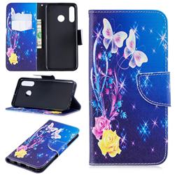 Yellow Flower Butterfly Leather Wallet Case for Huawei P30 Lite