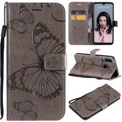 Embossing 3D Butterfly Leather Wallet Case for Huawei P30 Lite - Gray