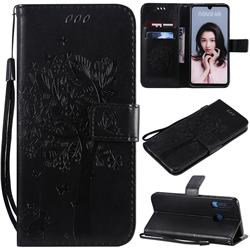 Embossing Butterfly Tree Leather Wallet Case for Huawei P30 Lite - Black
