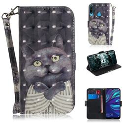 Cat Embrace 3D Painted Leather Wallet Phone Case for Huawei P30 Lite