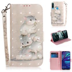 Three Squirrels 3D Painted Leather Wallet Phone Case for Huawei P30 Lite