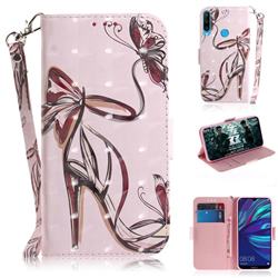 Butterfly High Heels 3D Painted Leather Wallet Phone Case for Huawei P30 Lite