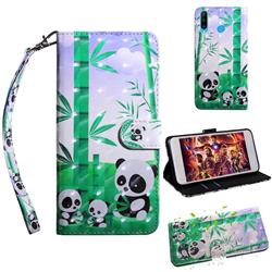 Eating Bamboo Pandas 3D Painted Leather Wallet Case for Huawei P30 Lite