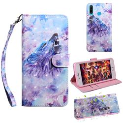 Roaring Wolf 3D Painted Leather Wallet Case for Huawei P30 Lite