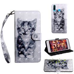 Smiley Cat 3D Painted Leather Wallet Case for Huawei P30 Lite