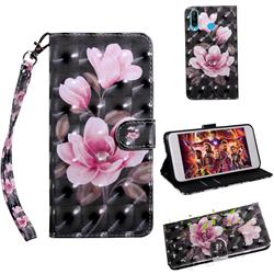 Black Powder Flower 3D Painted Leather Wallet Case for Huawei P30 Lite