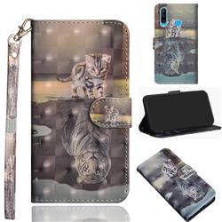 Tiger and Cat 3D Painted Leather Wallet Case for Huawei P30 Lite