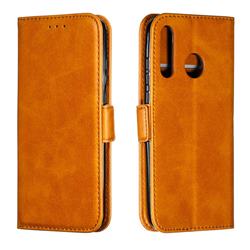 Retro Classic Calf Pattern Leather Wallet Phone Case for Huawei P30 Lite - Yellow