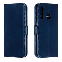 Retro Classic Calf Pattern Leather Wallet Phone Case for Huawei P30 Lite - Blue