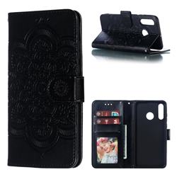 Intricate Embossing Datura Solar Leather Wallet Case for Huawei P30 Lite - Black