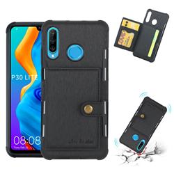 Brush Multi-function Leather Phone Case for Huawei P30 Lite - Black