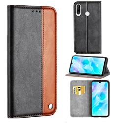 Classic Business Ultra Slim Magnetic Sucking Stitching Flip Cover for Huawei P30 Lite - Brown
