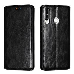 Retro Slim Magnetic Crazy Horse PU Leather Wallet Case for Huawei P30 Lite - Black