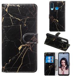 Black Gold Marble PU Leather Wallet Case for Huawei P30 Lite