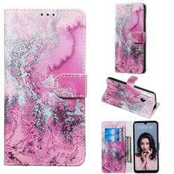 Pink Seawater PU Leather Wallet Case for Huawei P30 Lite