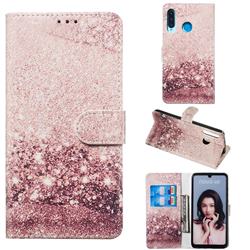 Glittering Rose Gold PU Leather Wallet Case for Huawei P30 Lite