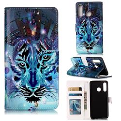 Ice Wolf 3D Relief Oil PU Leather Wallet Case for Huawei P30 Lite