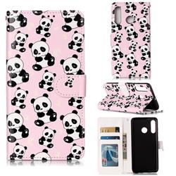 Cute Panda 3D Relief Oil PU Leather Wallet Case for Huawei P30 Lite
