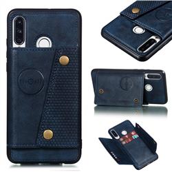 Retro Multifunction Card Slots Stand Leather Coated Phone Back Cover for Huawei P30 Lite - Blue