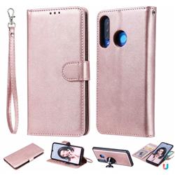 Retro Greek Detachable Magnetic PU Leather Wallet Phone Case for Huawei P30 Lite - Rose Gold
