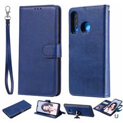 Retro Greek Detachable Magnetic PU Leather Wallet Phone Case for Huawei P30 Lite - Blue