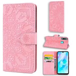 Retro Embossing Mandala Flower Leather Wallet Case for Huawei P30 Lite - Pink