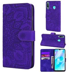 Retro Embossing Mandala Flower Leather Wallet Case for Huawei P30 Lite - Purple