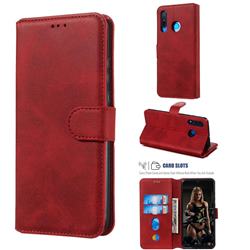 Retro Calf Matte Leather Wallet Phone Case for Huawei P30 Lite - Red
