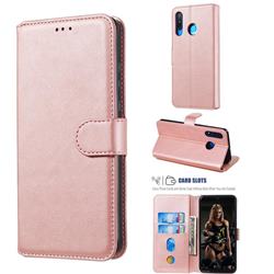 Retro Calf Matte Leather Wallet Phone Case for Huawei P30 Lite - Pink