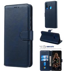 Retro Calf Matte Leather Wallet Phone Case for Huawei P30 Lite - Blue