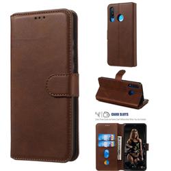 Retro Calf Matte Leather Wallet Phone Case for Huawei P30 Lite - Brown